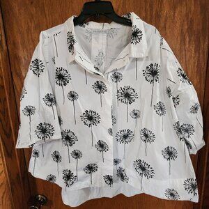 Snapdragon and Twig button up dandelion print shirt